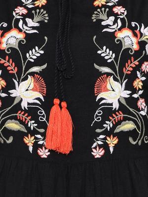 gathered waist embroidered tunic - 15735408 - Standard Image - 3