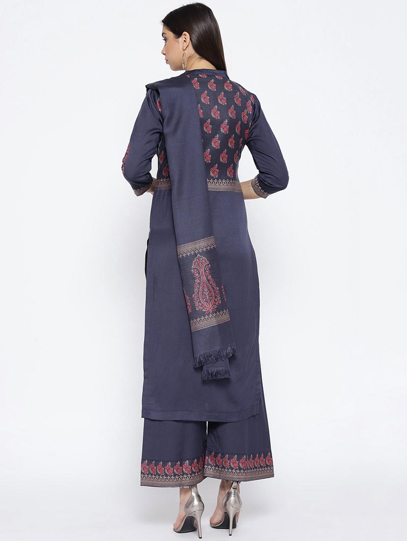 Self-design unstitched palazzo suit - 15735780 - Zoom Image - 3