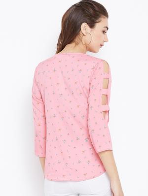 cut out sleeved ditsy floral top - 15735846 - Standard Image - 3