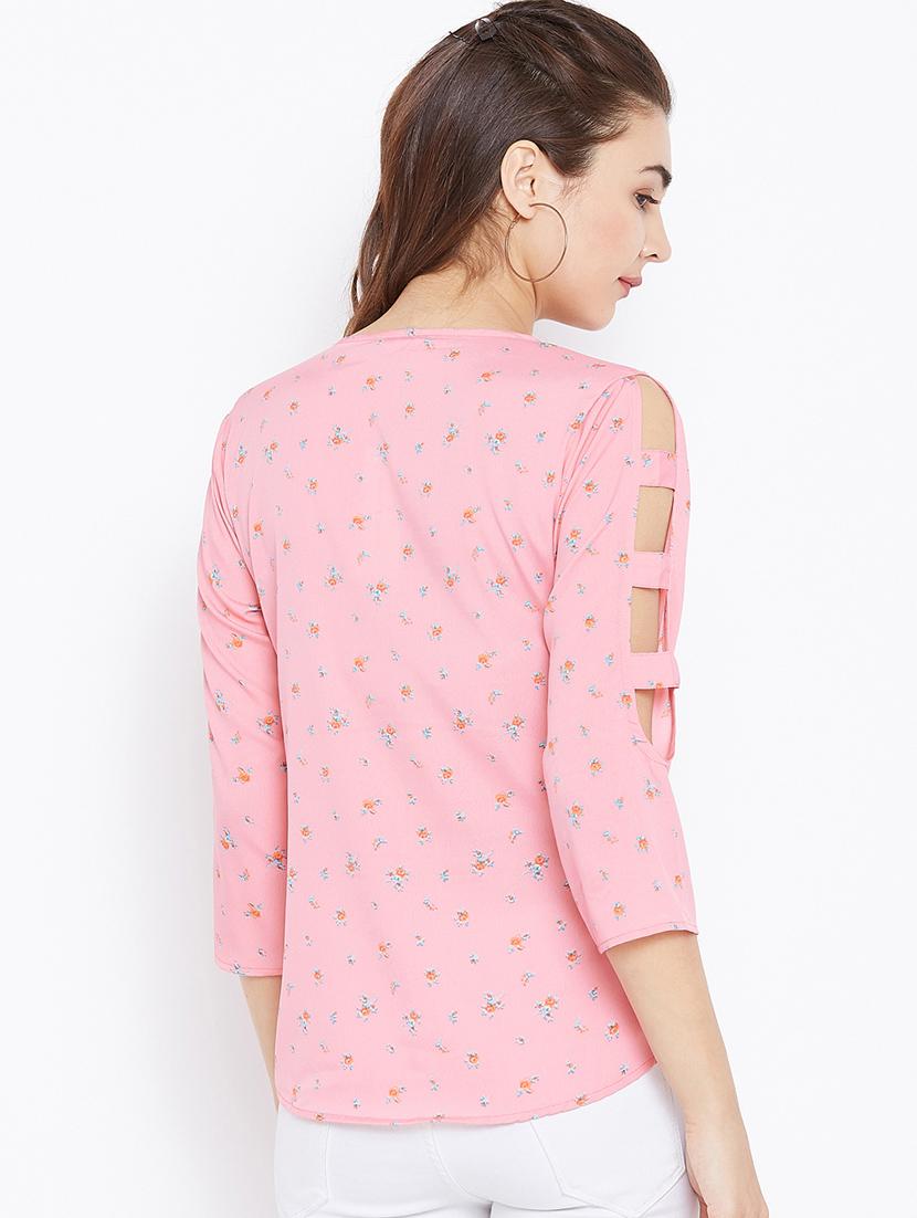 cut out sleeved ditsy floral top - 15735846 - Zoom Image - 3