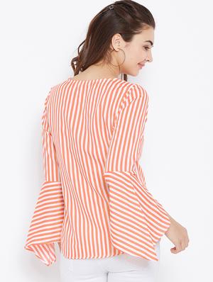 bell sleeved striped top - 15735848 - Standard Image - 3