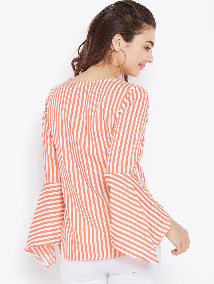 bell sleeved striped top - 15735848 - Zoom Image - 3