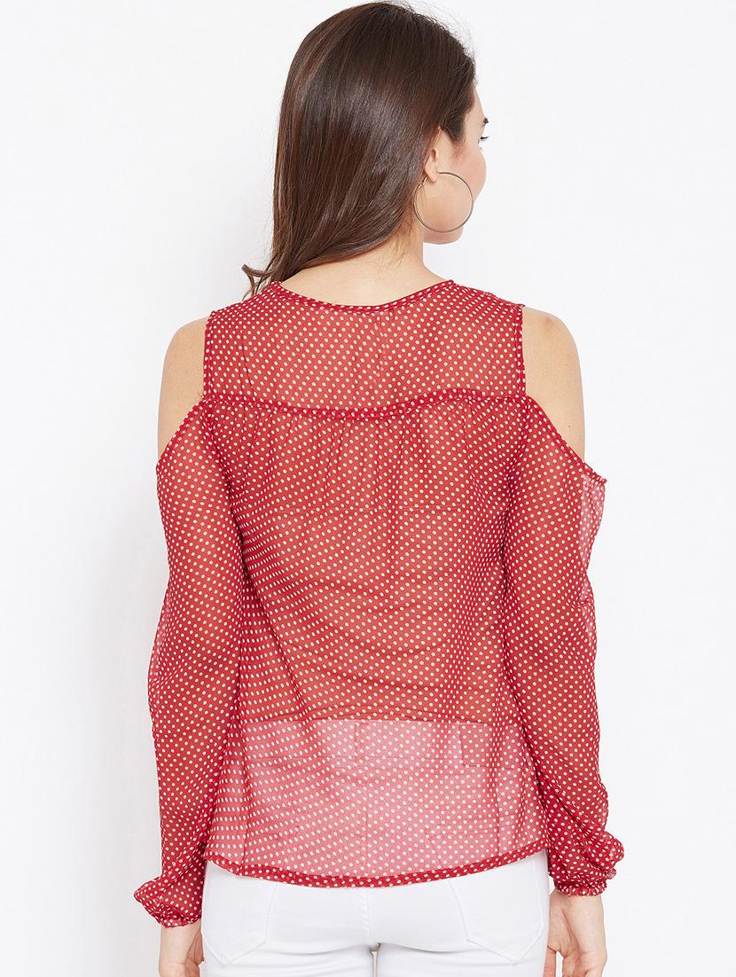 lace yoke polka dots top - 15735852 - Zoom Image - 3