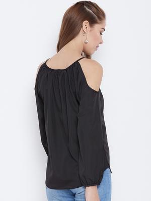 tie up neck cold shoulder top - 15735854 - Standard Image - 3