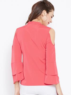 keyhole neck bell sleeved top - 15735856 - Standard Image - 3