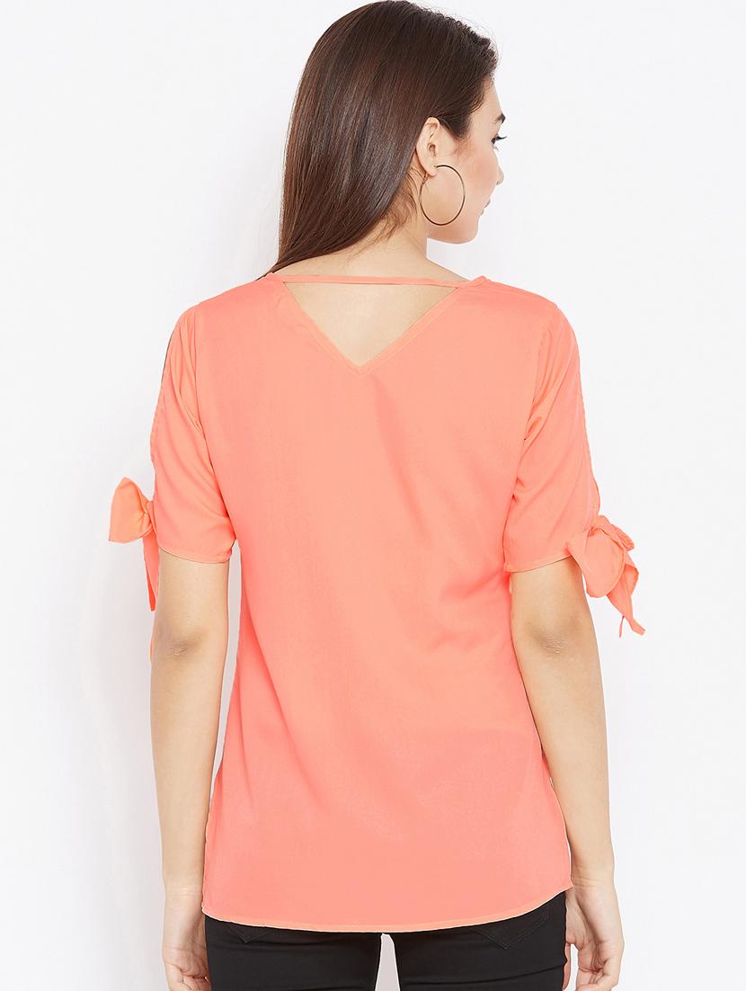 tie up sleeved cut out back top - 15735861 - Zoom Image - 3
