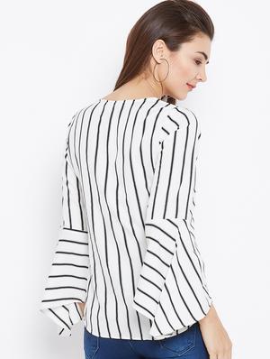 striped bell sleeved top - 15735862 - Standard Image - 3