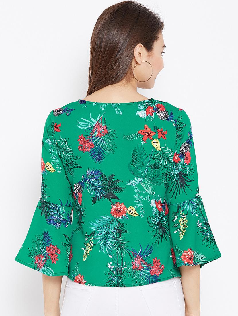v neck bell sleeved top - 15735868 - Zoom Image - 3