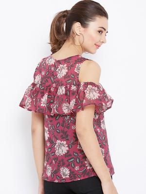 ruffled cold shoulder top - 15735889 - Standard Image - 3