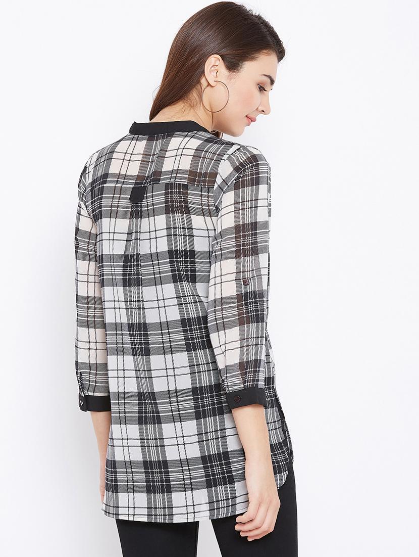 button detail checkered tunic - 15735892 - Zoom Image - 3