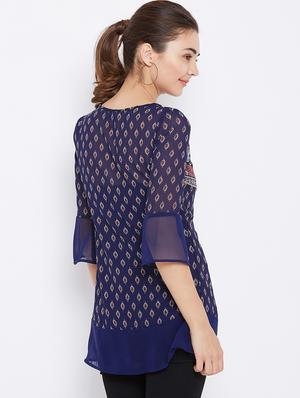 sheer paneled curved hem tunic - 15735895 - Standard Image - 3
