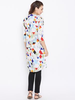geometric print high low tunic - 15735901 - Standard Image - 3