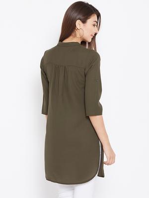 button detail roll up sleeved tunic - 15735909 - Standard Image - 3
