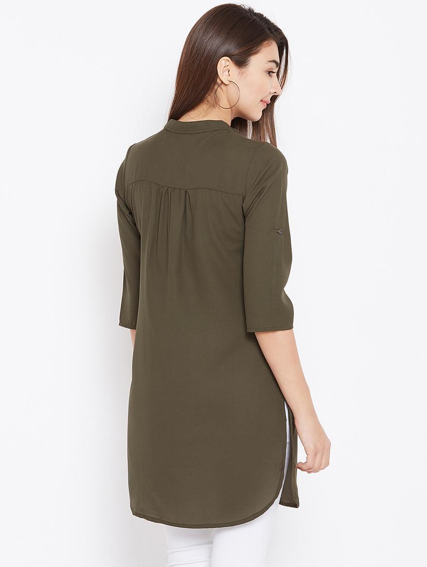 button detail roll up sleeved tunic - 15735909 - Zoom Image - 3