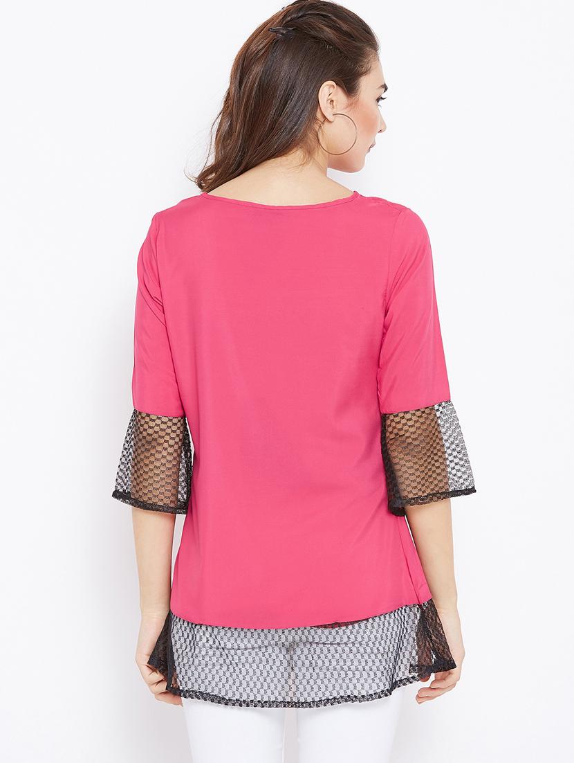 mesh paneled pintucked tunic - 15735915 - Zoom Image - 3