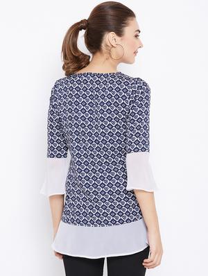 contrast paneled pintucked tunic - 15735917 - Standard Image - 3