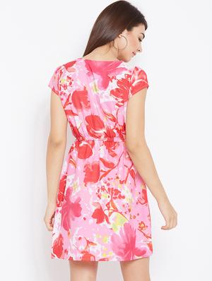 cap sleeved floral a-line dress - 15735922 - Standard Image - 3