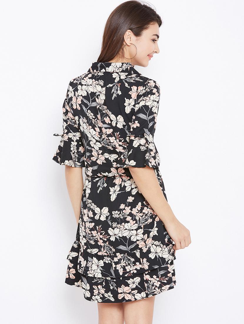 ruffle detail floral blouson dress - 15735928 - Zoom Image - 3