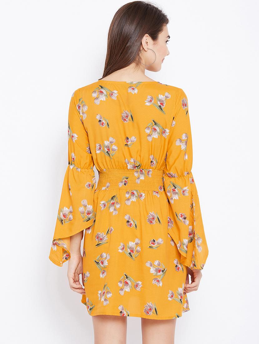 smocked waist bell sleeved dress - 15735929 - Zoom Image - 3