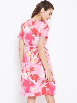 button detail floral a-line dress - 15735930 - Standard Image - 3