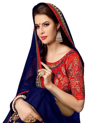 floral embroidered saree with blouse - 15735961 - Standard Image - 3