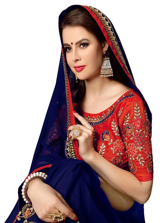 floral embroidered saree with blouse - 15735961 - Zoom Image - 3