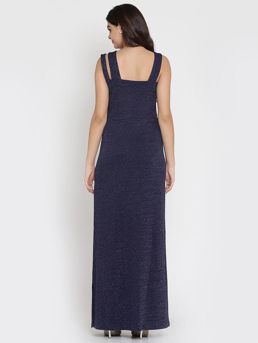 navy blue shimmery high slit dress - 15736793 - Zoom Image - 3
