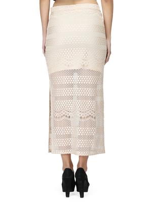 elasticated waist lace side slit skirt - 15736802 - Standard Image - 3