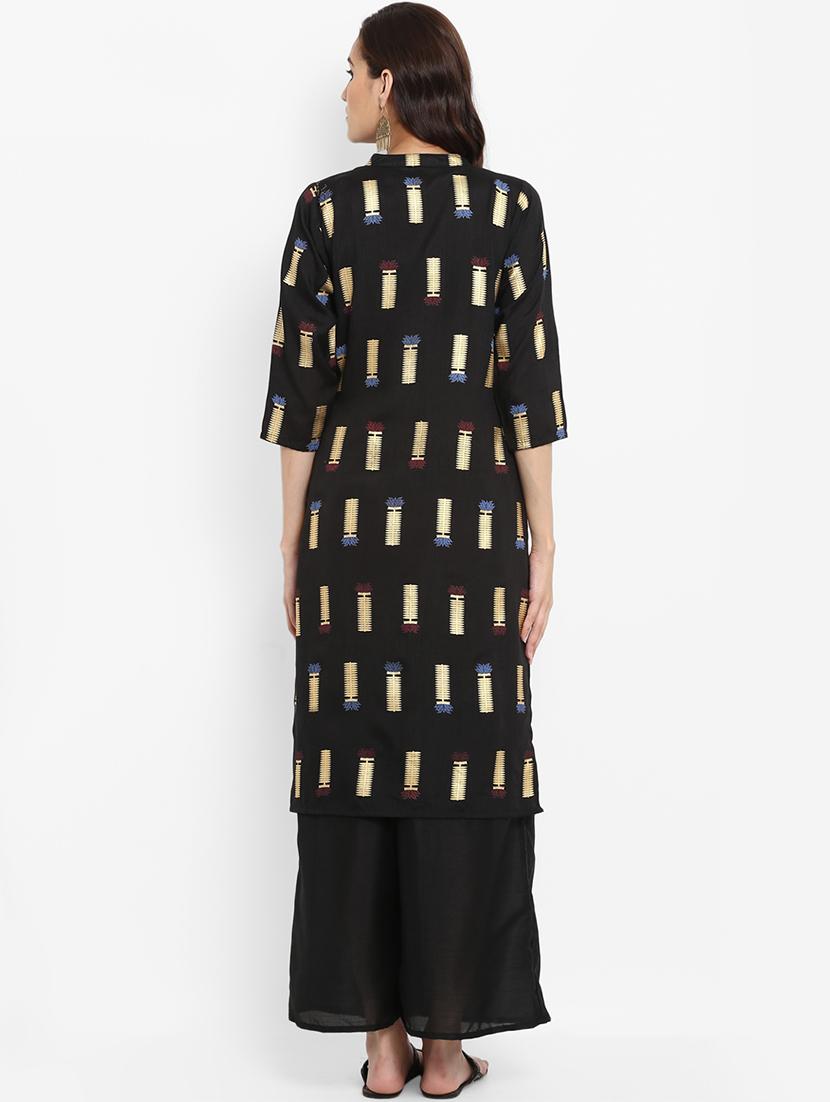 Foil print straight kurta - 15737003 - Zoom Image - 3