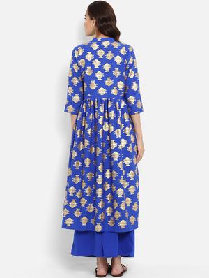 Foil print Flared kurta - 15737012 - Standard Image - 3