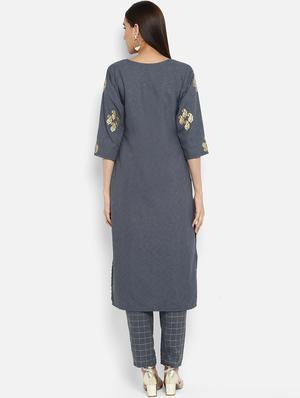 Foil print straight kurta - 15737023 - Standard Image - 3