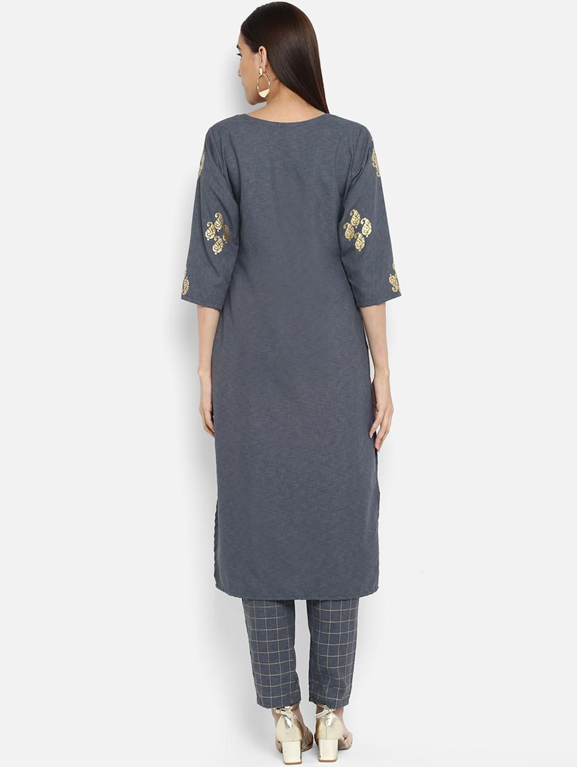 Foil print straight kurta - 15737023 - Zoom Image - 3
