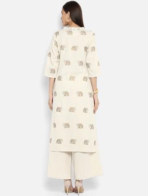 Asymmetric printed kurta - 15737028 - Standard Image - 3