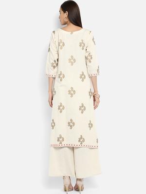 Foil print straight kurta - 15737029 - Standard Image - 3