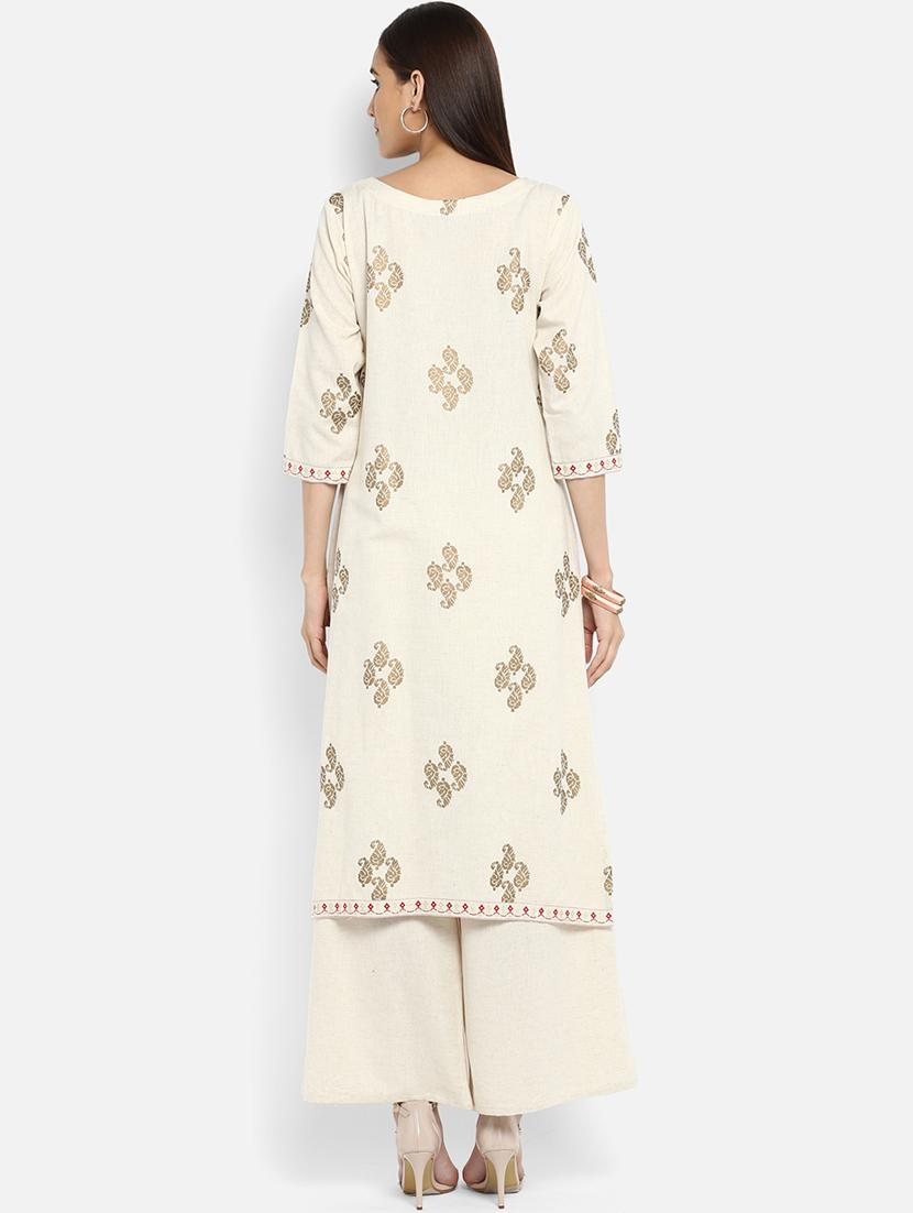 Foil print straight kurta - 15737029 - Zoom Image - 3