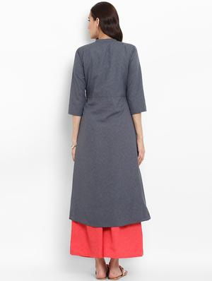Patch work flared kurta - 15737043 - Standard Image - 3
