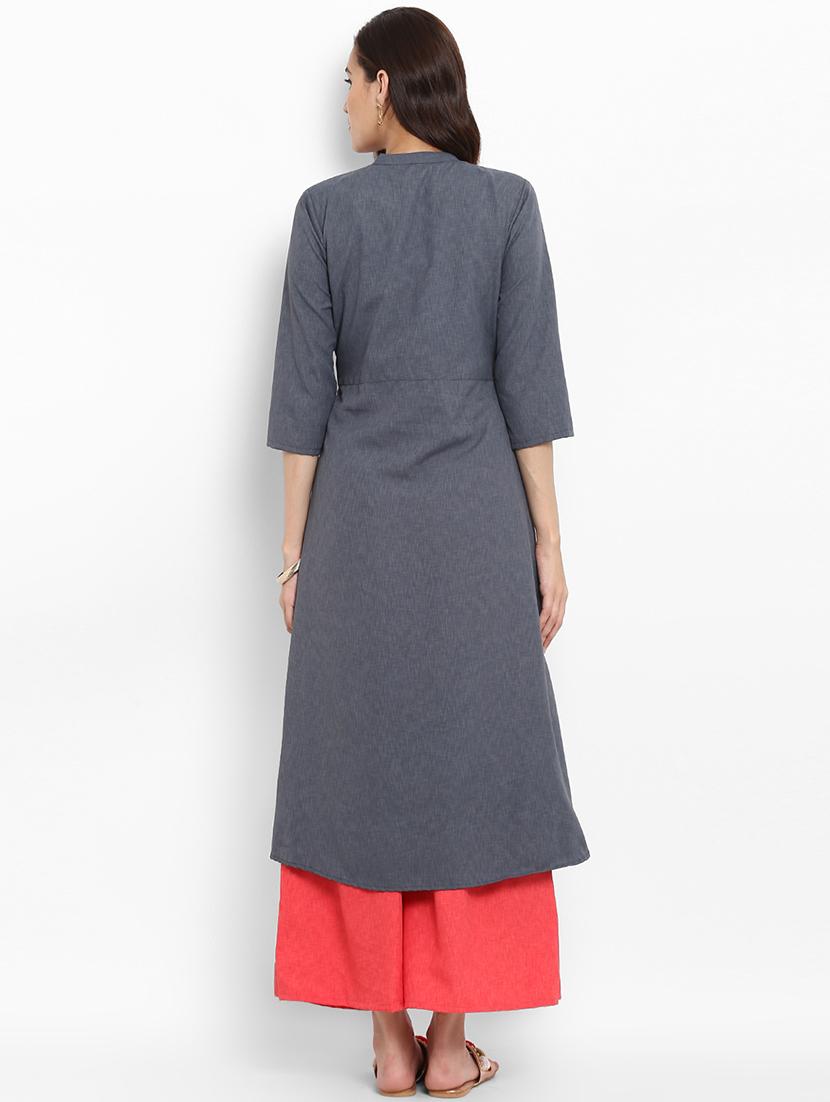 Patch work flared kurta - 15737043 - Zoom Image - 3