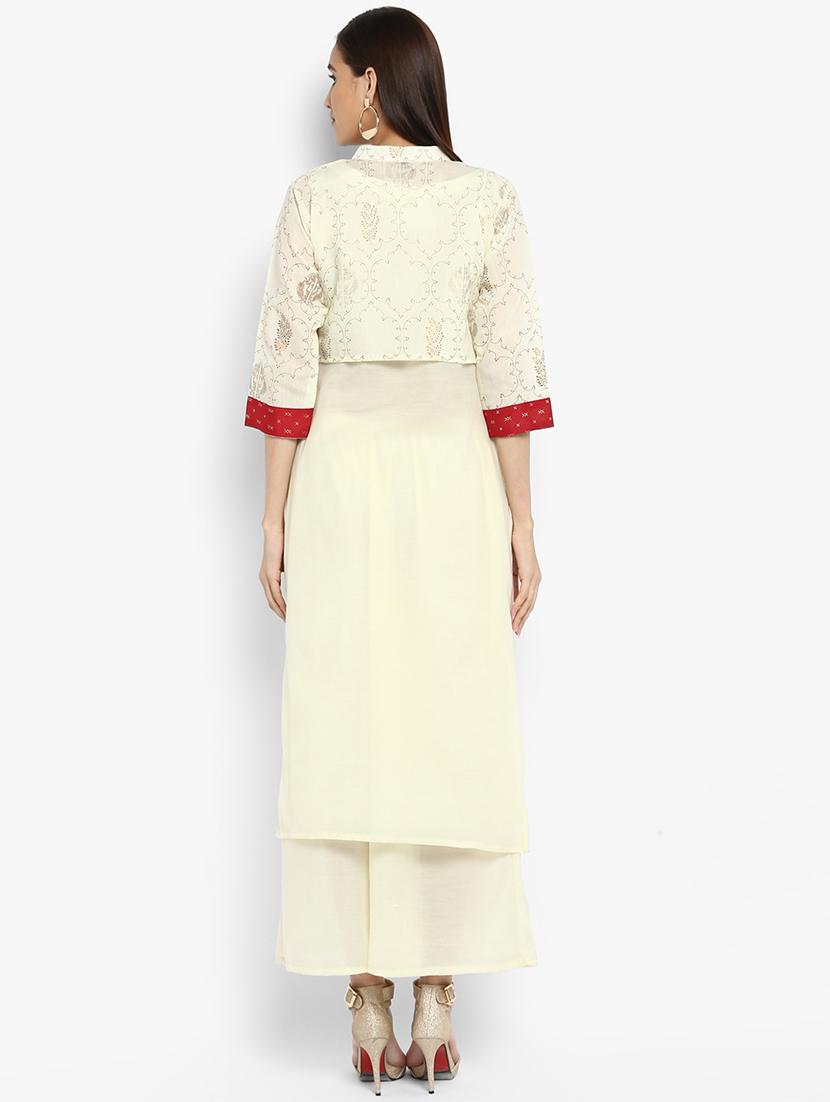 Foil print straight kurta - 15737046 - Zoom Image - 3