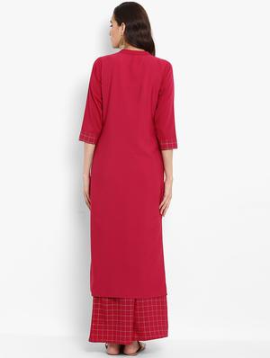 Checkered straight kurta - 15737048 - Standard Image - 3