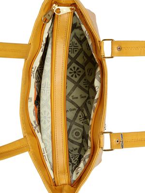 yellow leatherette (pu) regular handbag - 15737063 - Standard Image - 3