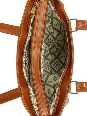 brown leatherette (pu) regular handbag - 15737064 - Standard Image - 3