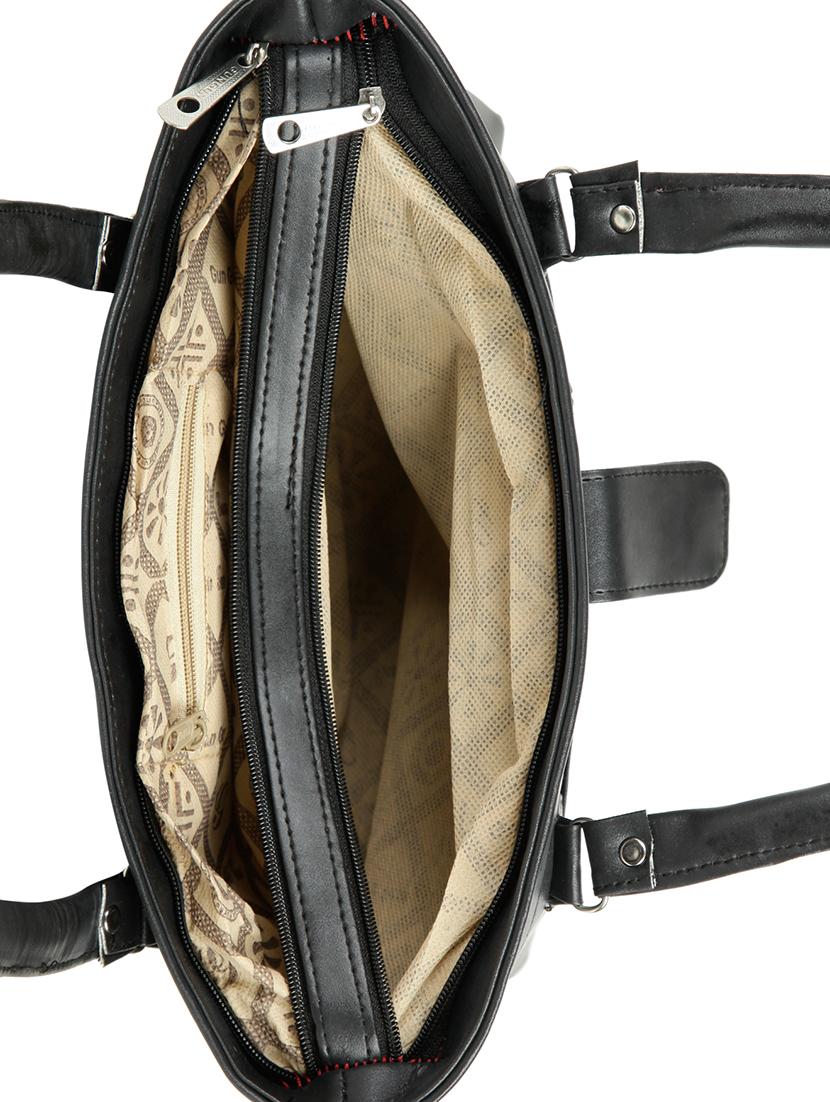 black leatherette (pu) regular handbag - 15737066 - Zoom Image - 3