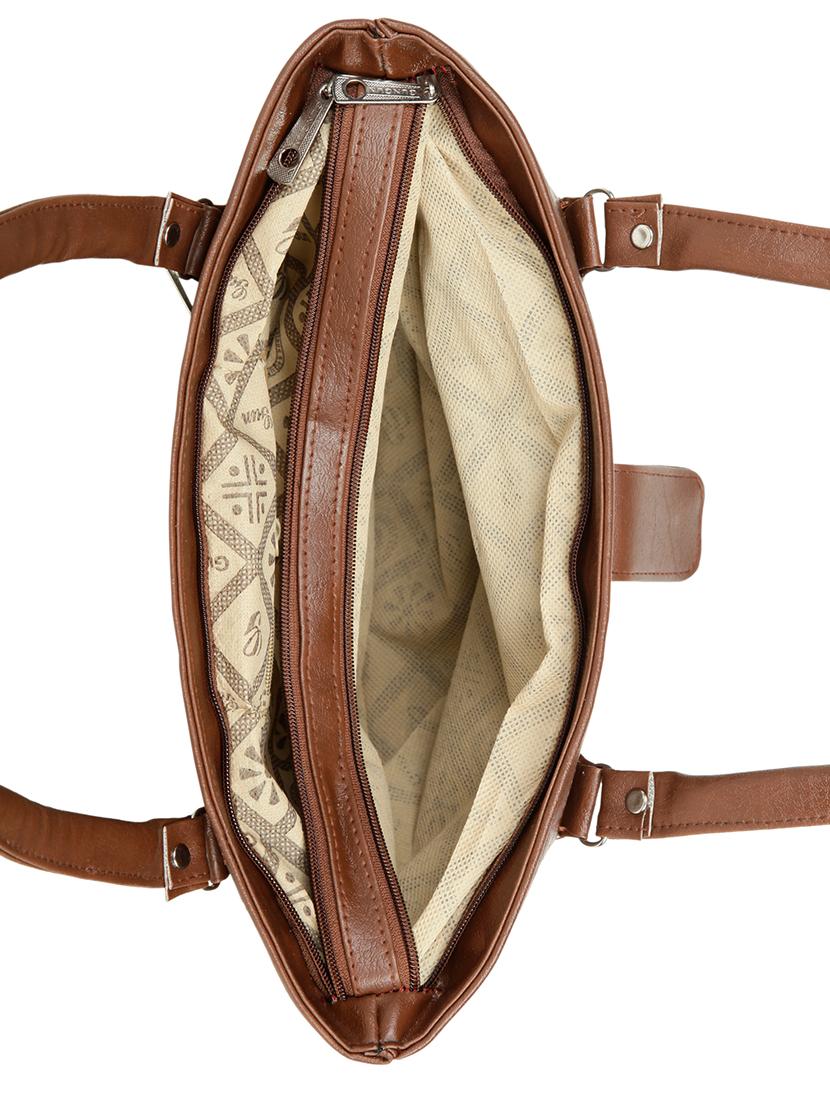 tan leatherette (pu) regular handbag - 15737067 - Zoom Image - 3