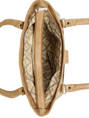 beige leatherette (pu) regular handbag - 15737068 - Standard Image - 3