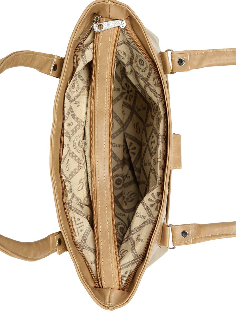 beige leatherette (pu) regular handbag - 15737068 - Zoom Image - 3