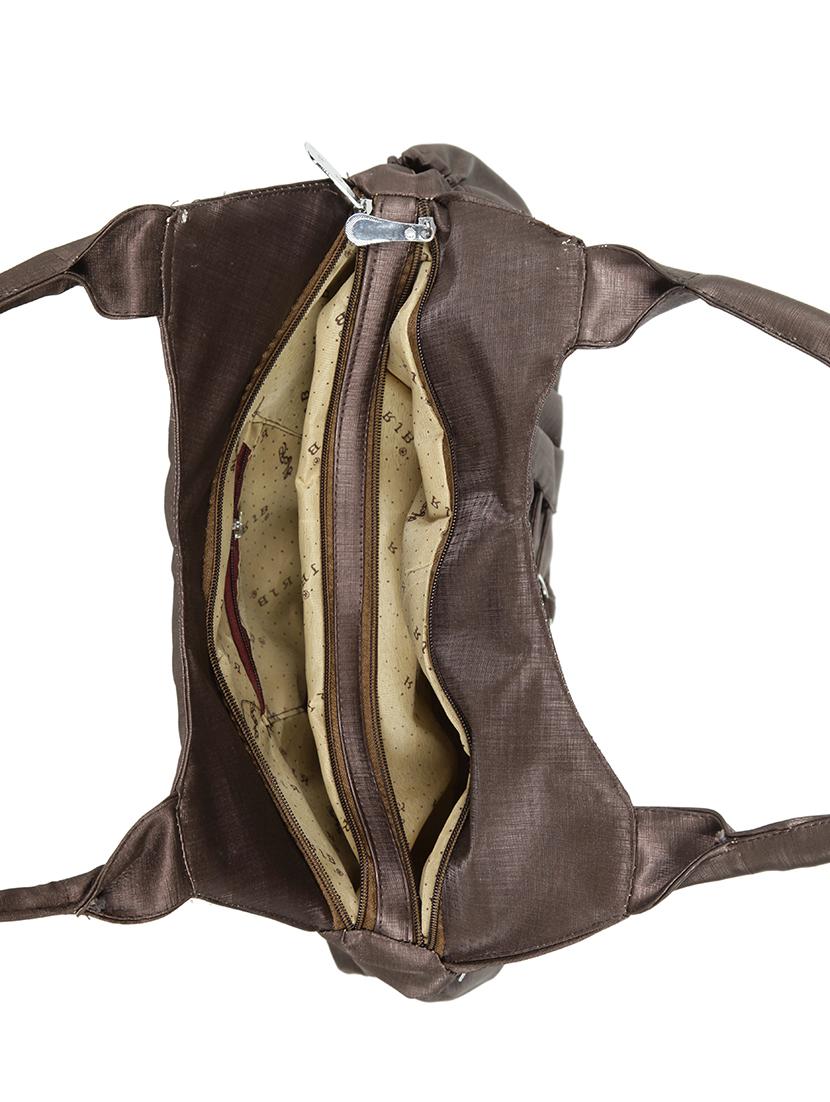 brown leatherette (pu) regular handbag - 15737095 - Zoom Image - 3