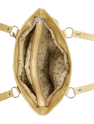 gold leatherette (pu) regular handbag - 15737101 - Standard Image - 3
