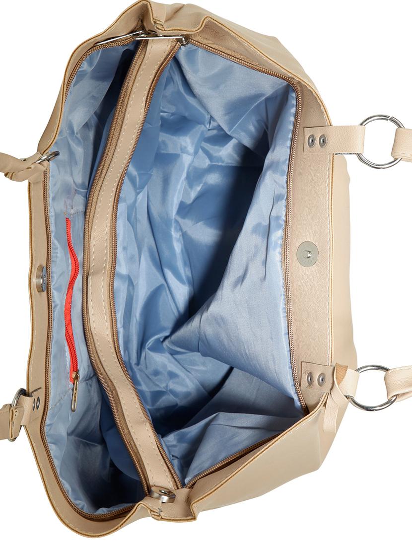 beige leatherette (pu) regular handbag - 15737117 - Zoom Image - 3