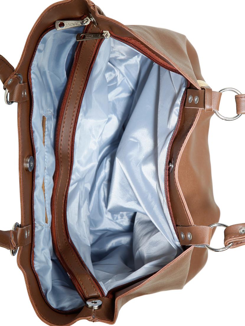 brown leatherette (pu) regular handbag - 15737121 - Zoom Image - 3