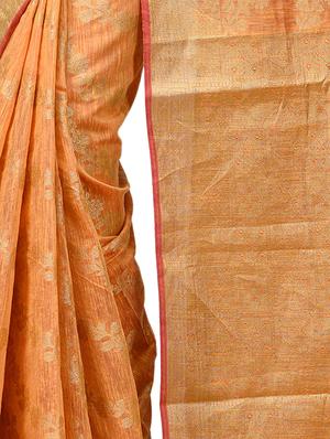 floral chanderi banarasi saree with blouse - 15737557 - Standard Image - 3